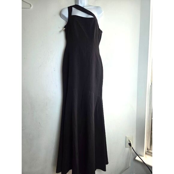 NWT Laundry by Shelli Segal Black One Shoulder Full Length Evening Dress size 6 - Picture 1 of 10